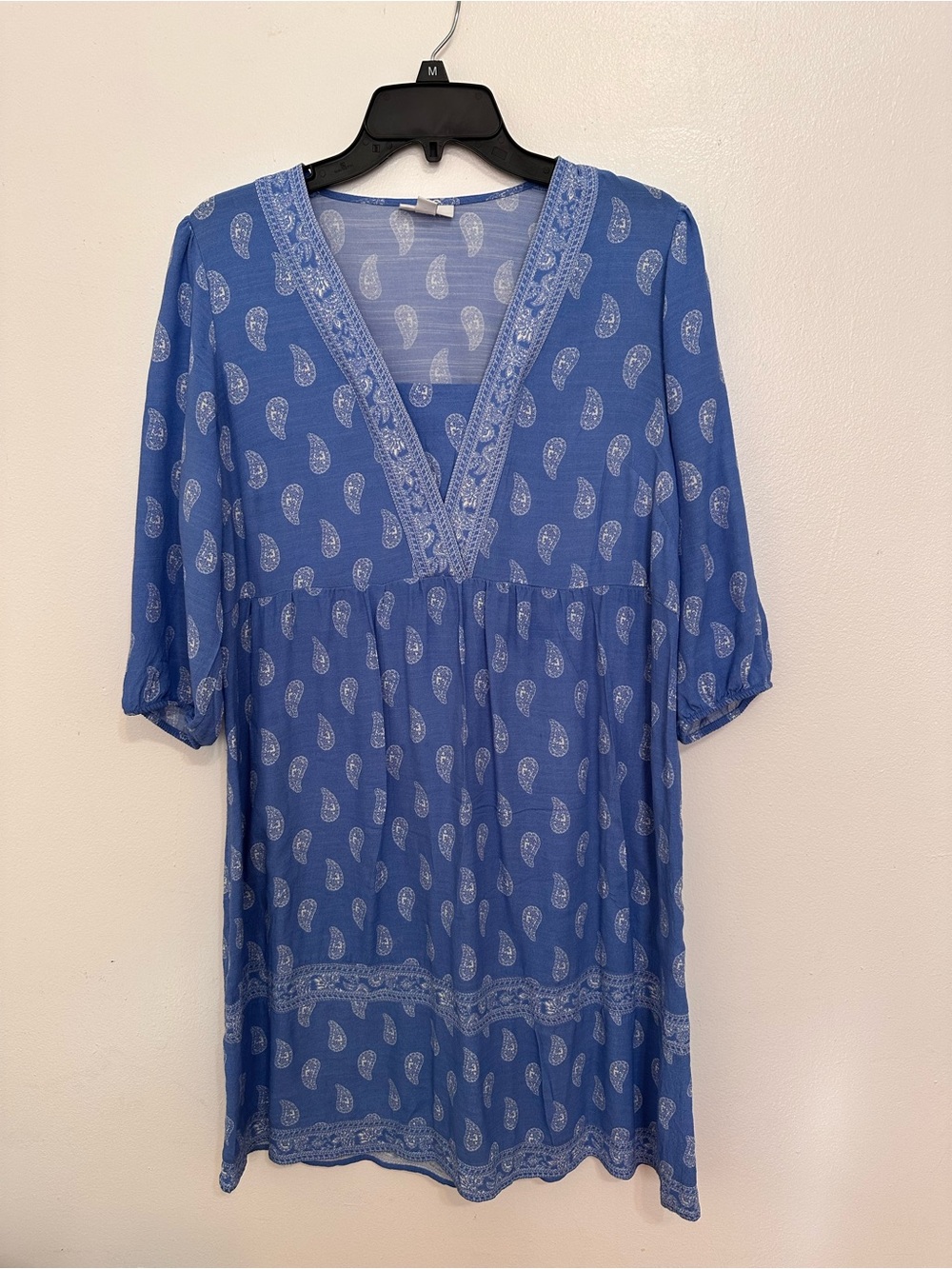 J. Jill Blue and White Paisley Trim Tunic dress